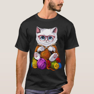Camiseta Gato Tejiendo al crochet