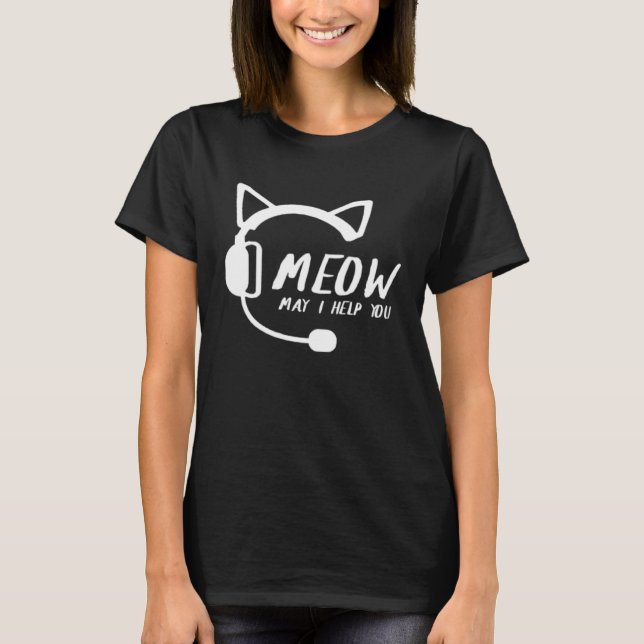Camiseta Gato Telemercader Gato de Servicio al Cliente (Anverso)