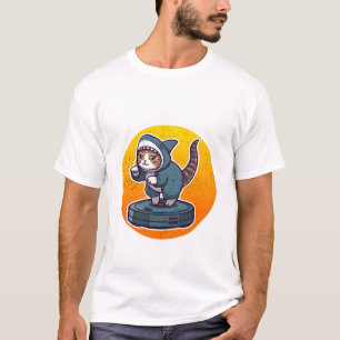 Camiseta Gato Tiburón Divertido en Aspiradora Robot Arte Me