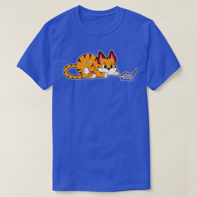 Camiseta Gato tigre con ratón (Diseño del anverso)