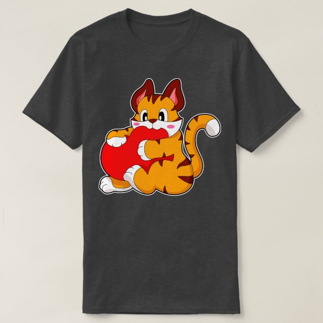 Camiseta Gato tigre enamorado del corazón (Diseño del anverso)