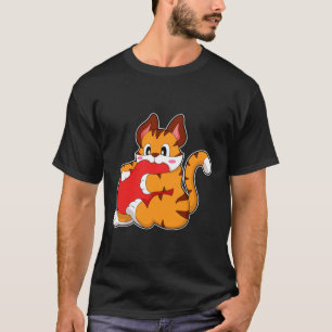 Camiseta Gato tigre enamorado del corazón. PNG