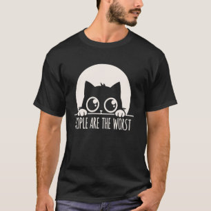 Camiseta Gato Tímido Cree que la Gente es lo Peor