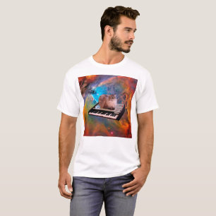 Camiseta Gato tirado en un teclado en el espacio