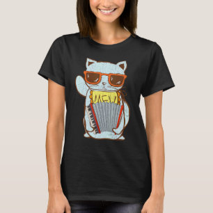 Camiseta Gato tocando acordeón Gráfico de acordeón jugador