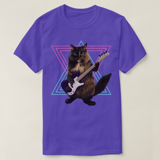 Camiseta Gato tocando bajo guitarra 1 (Diseño del anverso)