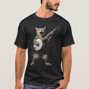Camiseta Gato tocando el banjo divertido bluegrass música a