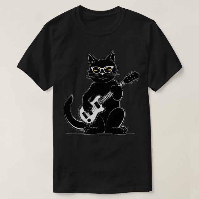 Camiseta Gato tocando guitarra 1 (Diseño del anverso)