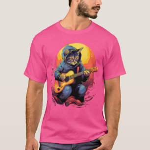 Camiseta Gato tocando guitarra acústica guitarra gata guita