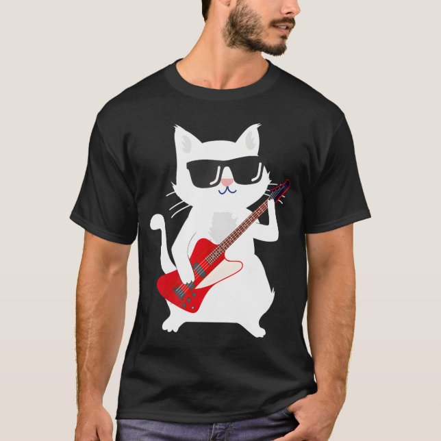Camiseta Gato tocando guitarra bass (Anverso)