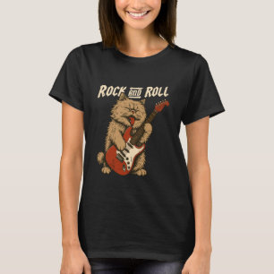 Camiseta Gato tocando guitarra cool divertido rock borroso 