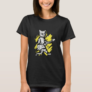 Camiseta Gato tocando guitarra eléctrica