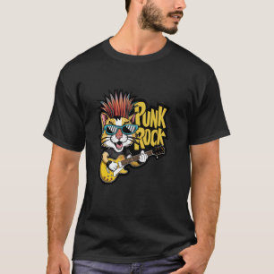 Camiseta Gato tocando guitarra eléctrica - Divertido Retro