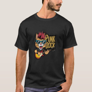 Camiseta Gato tocando guitarra eléctrica - Divertido Retro