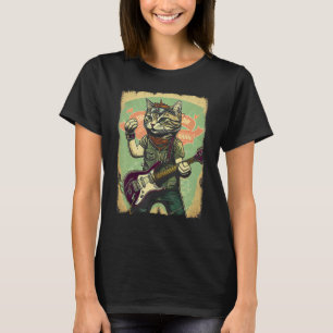 Camiseta Gato tocando guitarra eléctrica vintage retro Grap