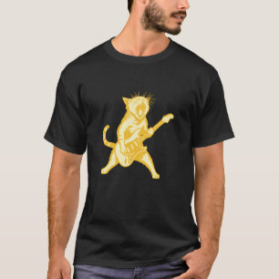 Camiseta Gato tocando guitarra estrella de rock rock and ro