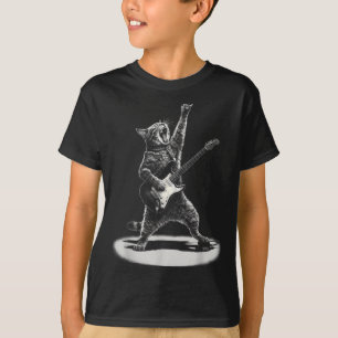 Camiseta Gato tocando guitarra estrella de rock rock and ro