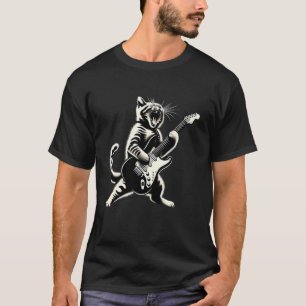 Camiseta Gato tocando guitarra Gato Rock And Roll Gato estr