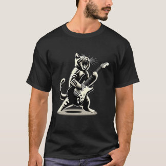Camiseta Gato tocando guitarra Gato Rock And Roll Gato estr