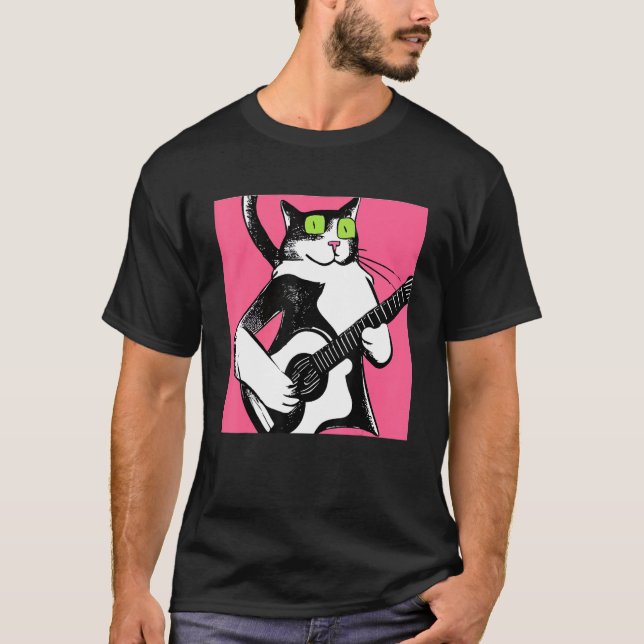 Camiseta Gato tocando guitarra Kitten Guitarista (Anverso)