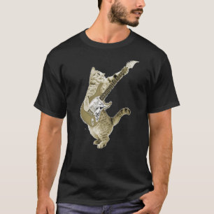 Camiseta Gato tocando guitarra Kitten Guitarista Rockstar