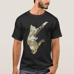 Camiseta Gato tocando guitarra Kitten Guitarista Rockstar