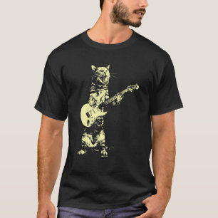 Camiseta Gato Tocando Guitarra Mens Gráfico Para Hombres