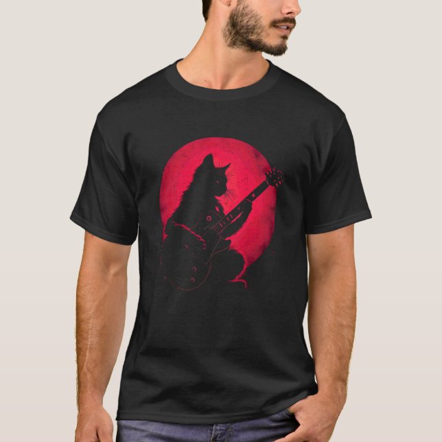 Camiseta Gato tocando guitarra rock cat (Anverso)