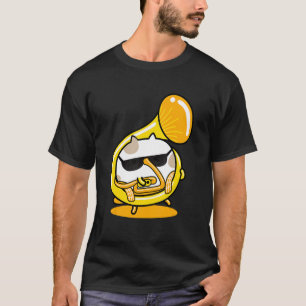 Camiseta Gato tocando instrumento musical trompa
