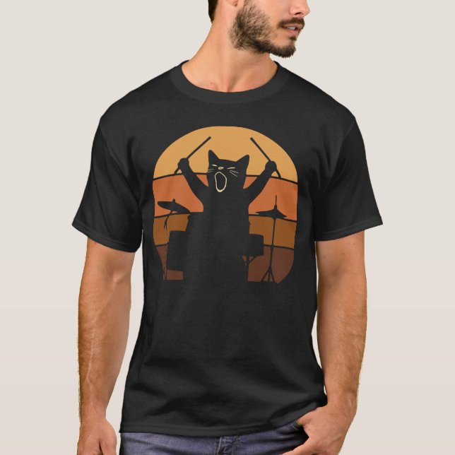 Camiseta Gato tocando la batería (Anverso)