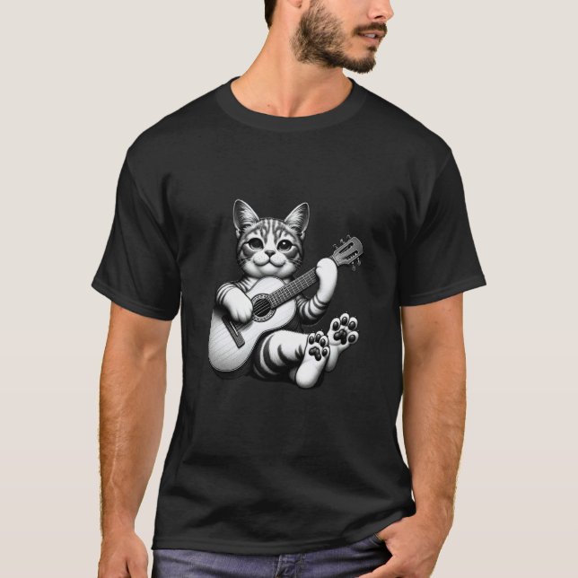 Camiseta Gato tocando la guitarra (Anverso)