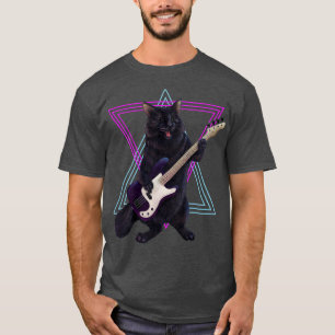 Camiseta Gato tocando la guitarra del bajo 