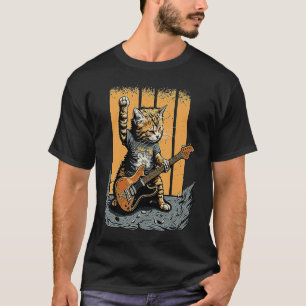 Camiseta Gato tocando la guitarra rock Kitty Cat Bass Playe