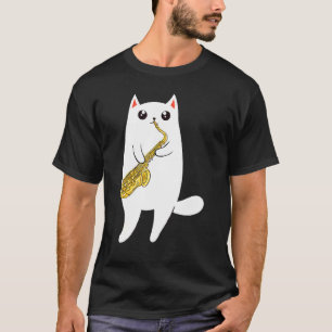 Camiseta Gato tocando música saxofonista saxofonista