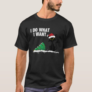 Camiseta Gato tocando sobre árbol de Navidad hago lo que qu