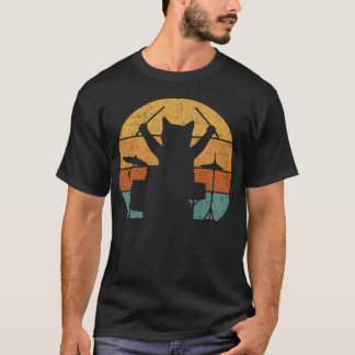 Camiseta Gato Tocando Tambores Batería Gatito Tocando Músic