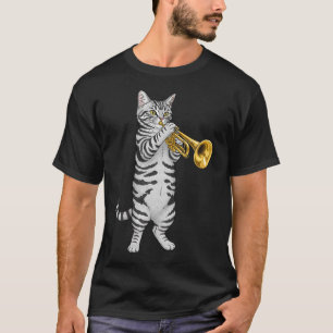 Camiseta Gato Tocando Trompeta Marcha Banda Hombres Mujeres