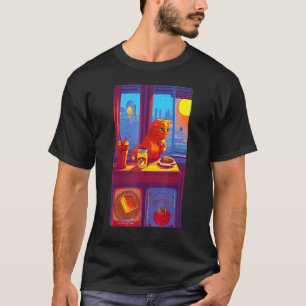 Camiseta Gato tomando mermelada para desayunar  naranja cít