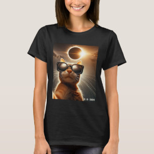 Camiseta Gato Tomándose Un Selfie Con El Eclipse Solar 2024