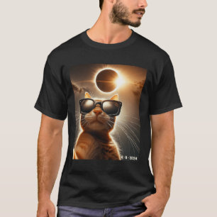 Camiseta Gato Tomándose Un Selfie Con El Eclipse Solar 2024