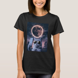 Camiseta Gato tomándose una selfie con Eclipse Lunar Total