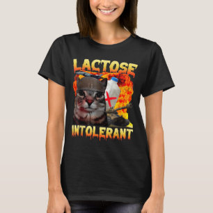 Camiseta Gato tonto intolerante a la lactosa Meme divertido