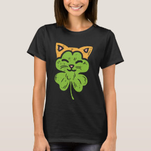 Camiseta Gato Trébol Cara Cute Shamrock Día de San Patricio