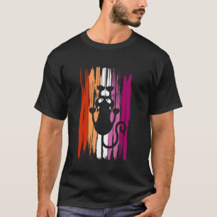Camiseta Gato trepador con rasguños y color orgullo lésbico