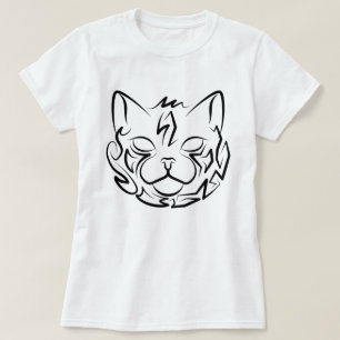Camiseta Gato tribal negro y blanco