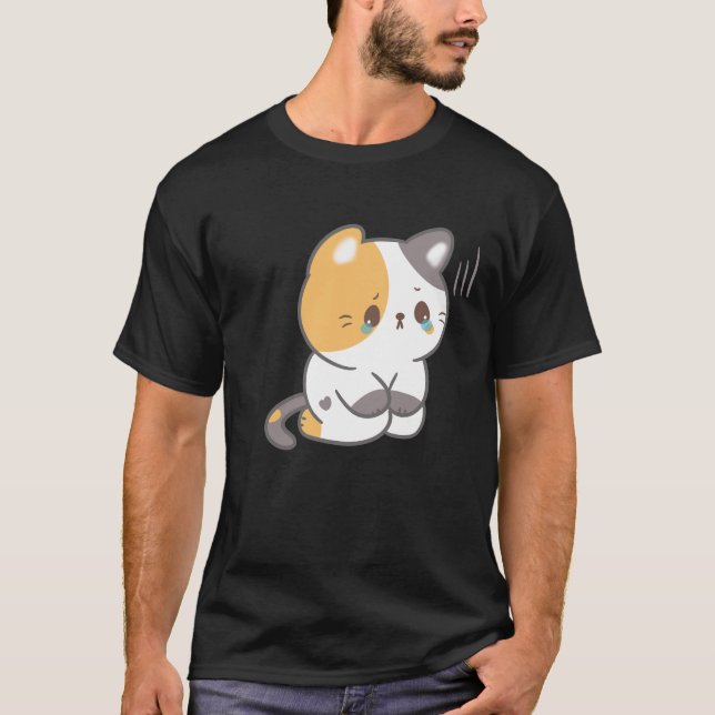 Camiseta Gato Triste En La Emoji De Gato Grunge Y Triste (Anverso)