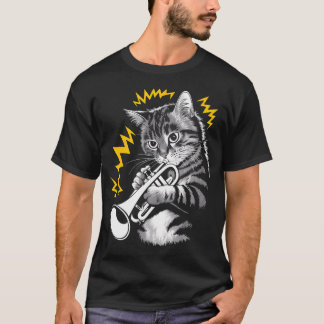 Camiseta Gato Trompetista Rockstar Sobre Gato