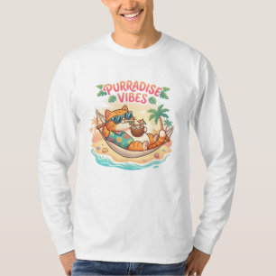 Camiseta Gato Tropical Lindo Hamaca “Purradise Vibes” Playa