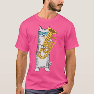 Camiseta Gato Tuba Con Gafas De Sol Retro Para Ladrillo Baj