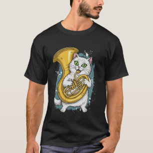 Camiseta Gato Tuba Divertido Amante Música Banda Geek Lindo